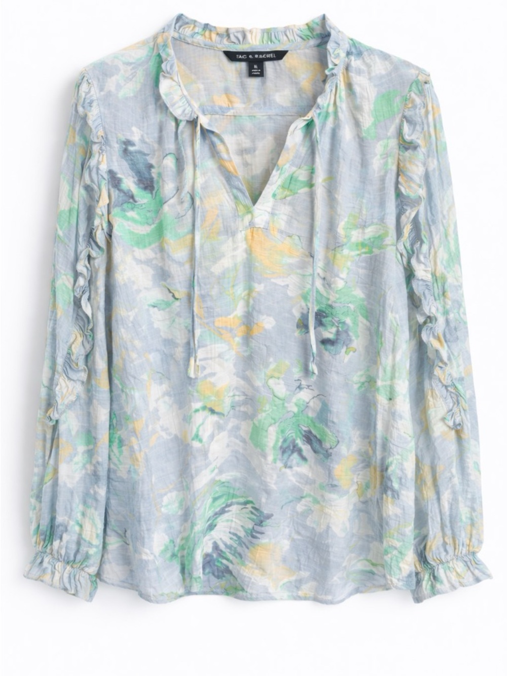 Zac & Rachel Floral Blouse XL Long Sleeve Ruffle Lightweight
